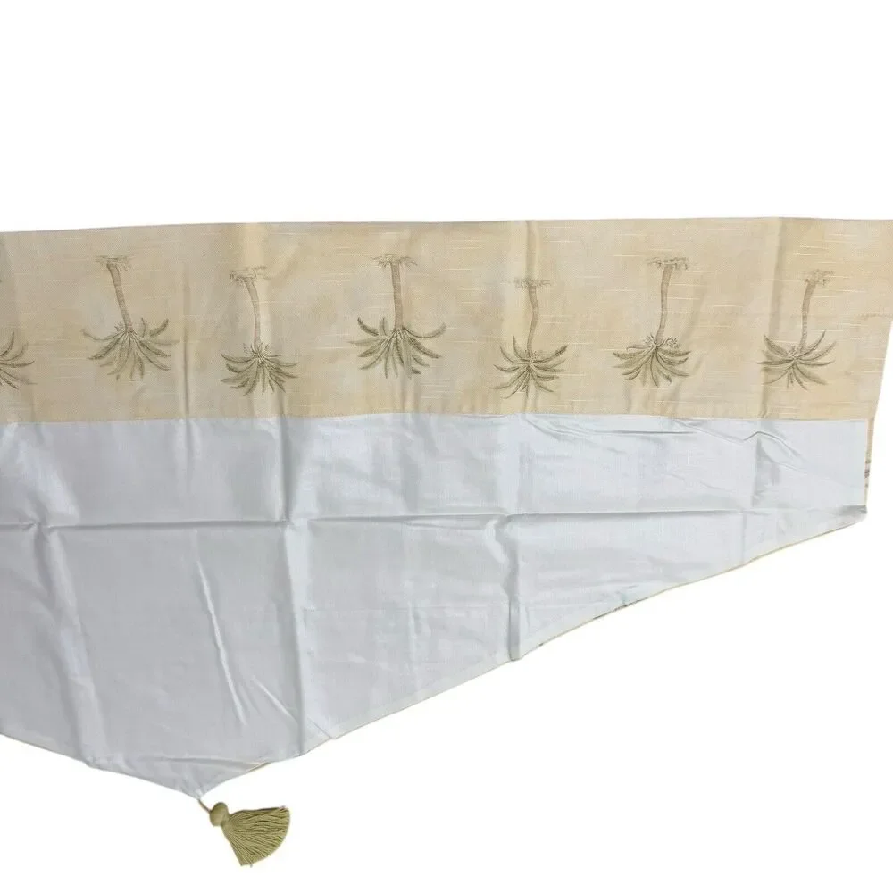 Waverly Victoria Valance Tahiti Sage Palm Tree Print Tassel One Window Treatment